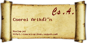 Cserei Arikán névjegykártya